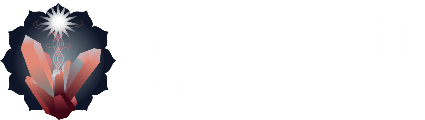 Inner Light Salon Crystal Healing Logo 2024 horizontal white